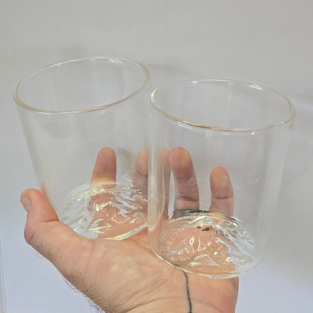 Huckberry x‎ High West Whiskey Rocks Glass Set of 2 Barware Clear Mountain Range